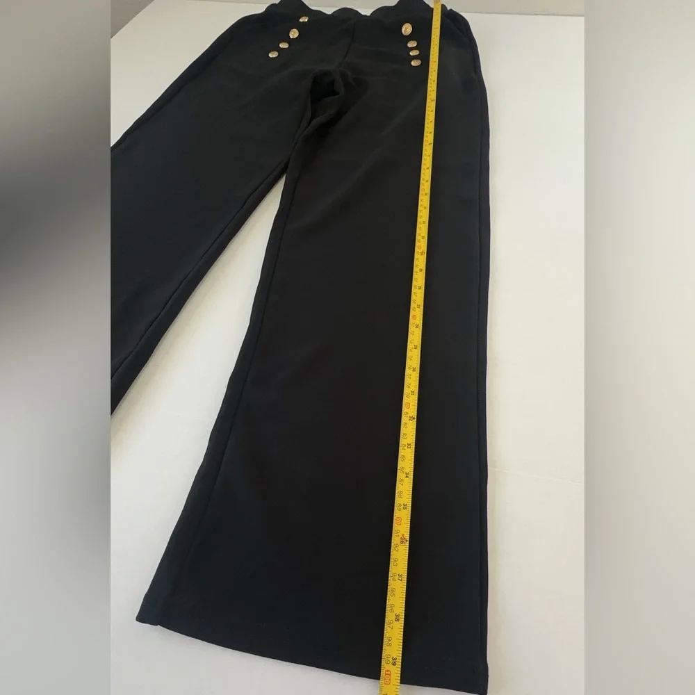 A4 Sports Black Pants with Gold Buttons Women’s Size L – Stretch Dressy Trouser - Picture 5 of 10
